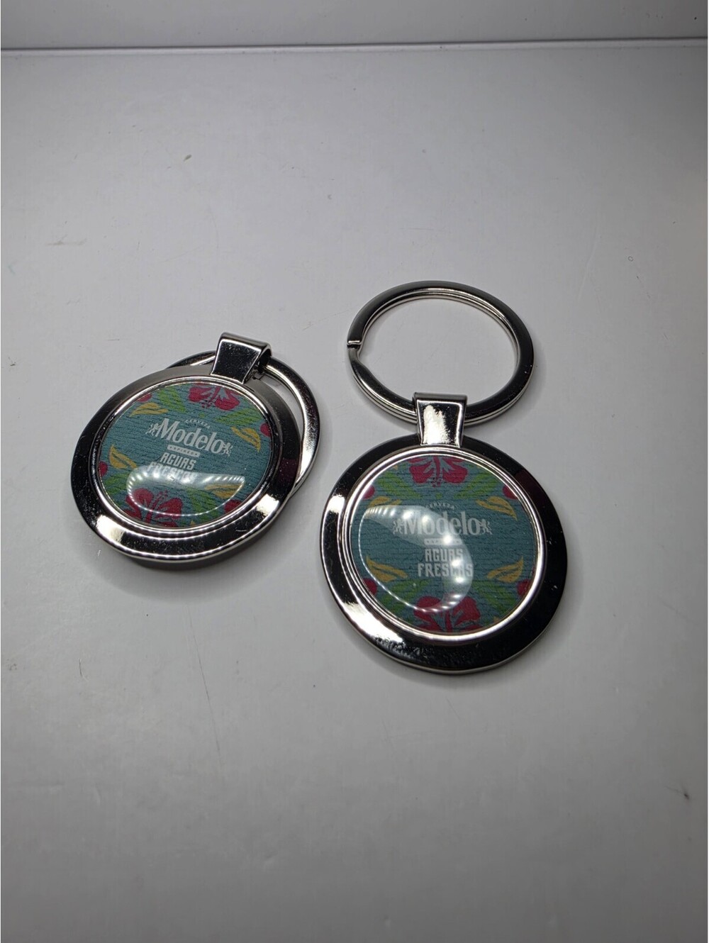 Modelo Aguas Frescas Beer Promo Metal Keychain Set of 2